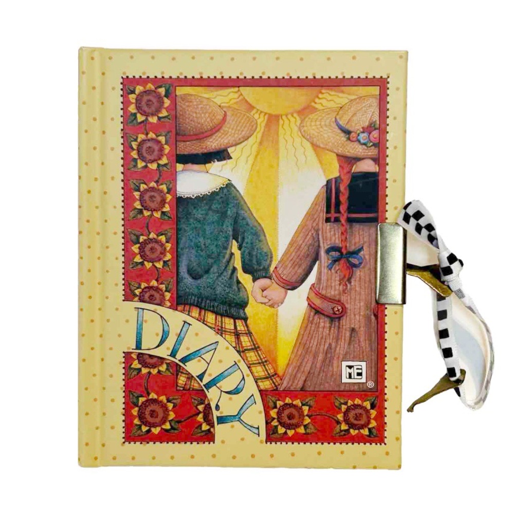 Mary Engelbreit Diary Notebook Journal Lock Key Yellow Sunflower Victorian Girls